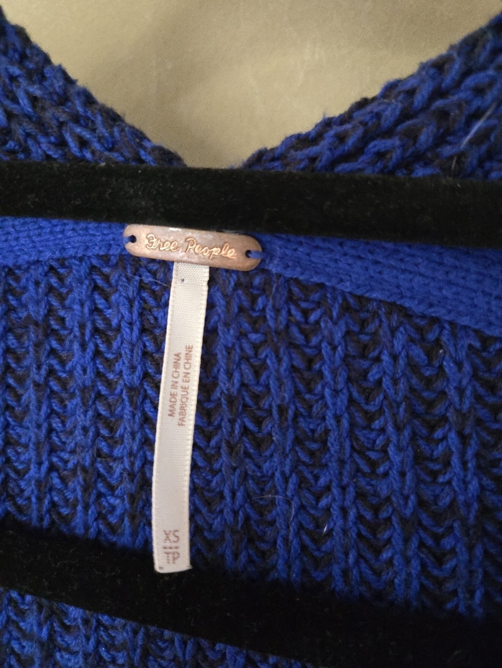 Free People (155$) | Chunky Open-Front 'High Hopes' Blue Cardigan, Size XS - Picture 4 of 7